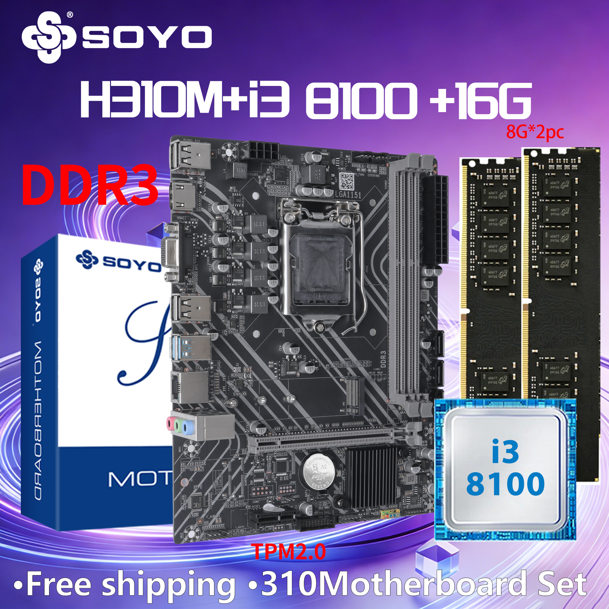 Pc Gaming Video - SOYO H310M DDR3 Motherboard i3 8100