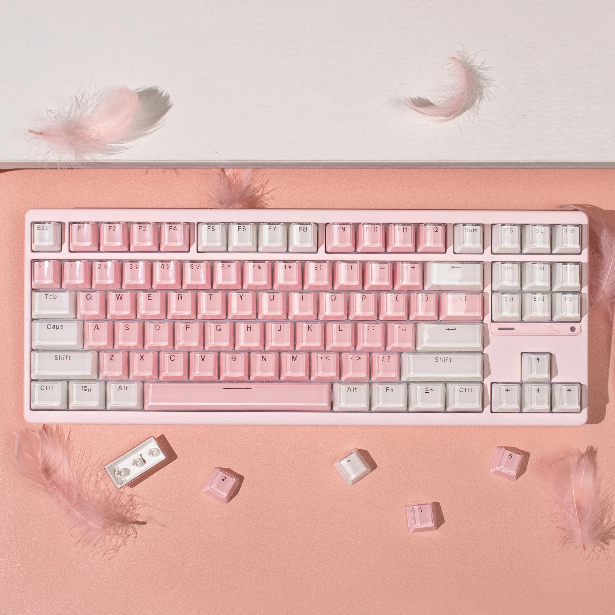 Pc Gaming Pink - Crystal White Pink Jelly Keycaps OEM