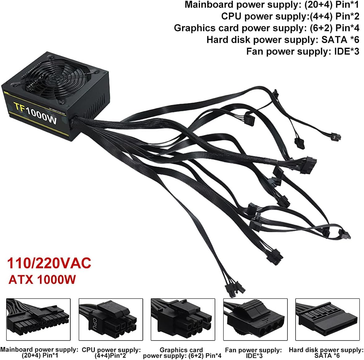 1000W 100-240V ATX Gold Power  – обзор и цена Pc Gaming Watt