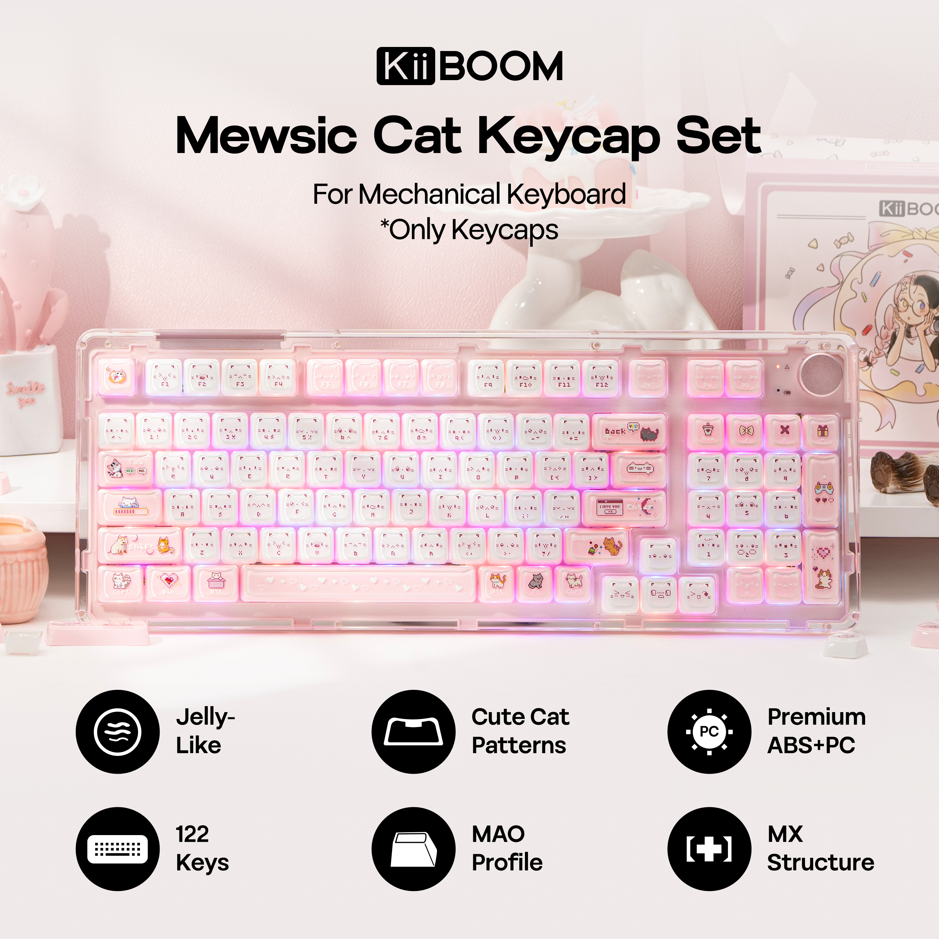 KiiBOOM Mewsic Jelly Keycap Se – обзор и цена Pc Gaming Pink