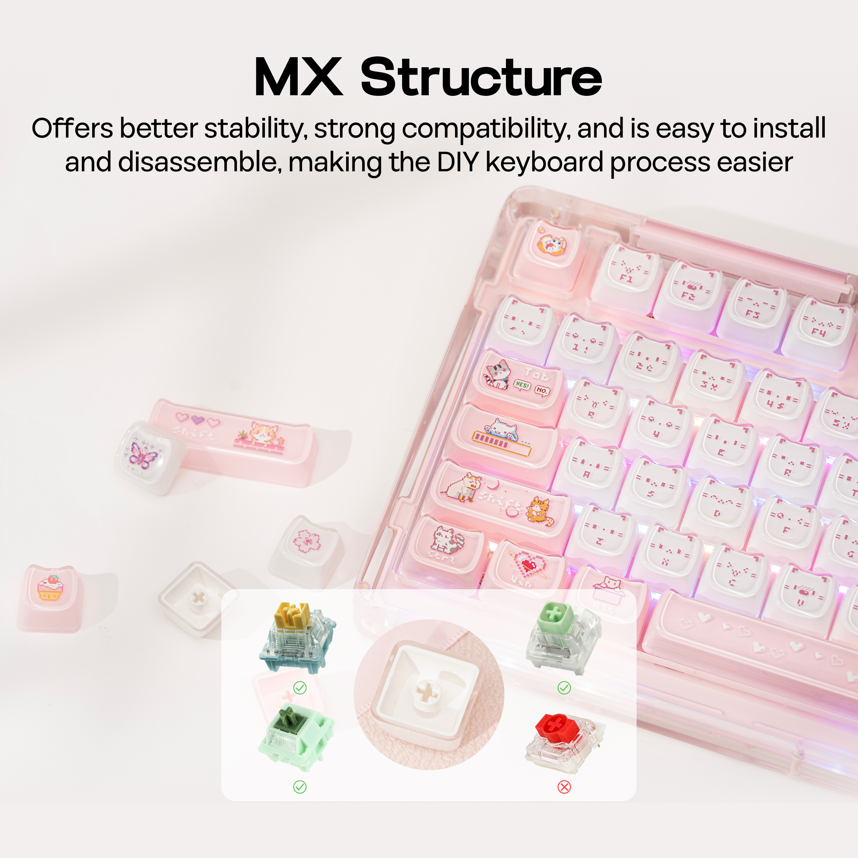 KiiBOOM Mewsic Jelly Keycap Se – обзор и цена Pc Gaming Pink