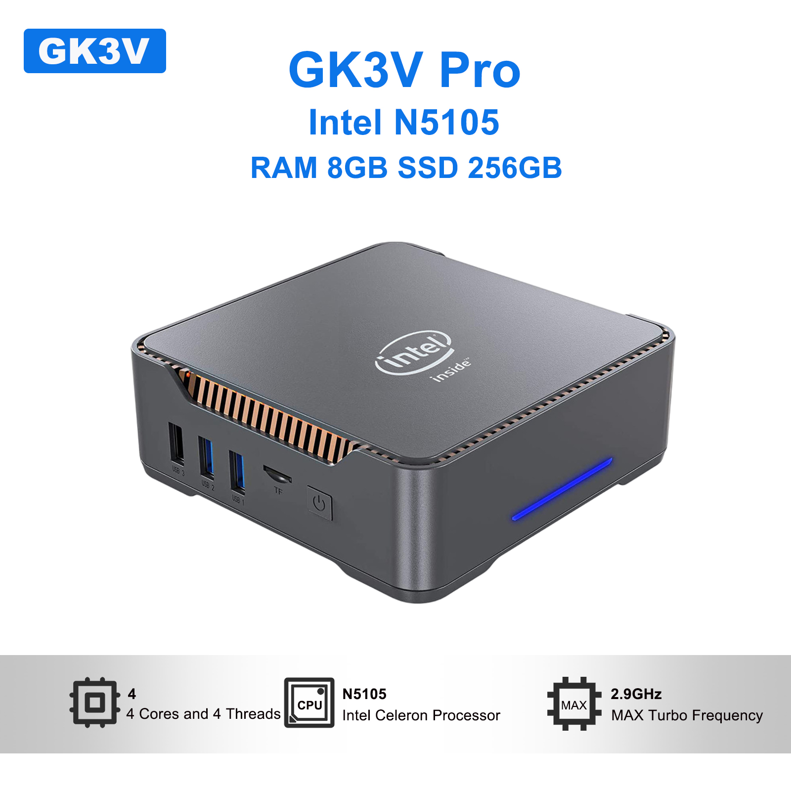 GK3V Pro mini pc Intel N5105 R – обзор и цена Pc Gaming Compact