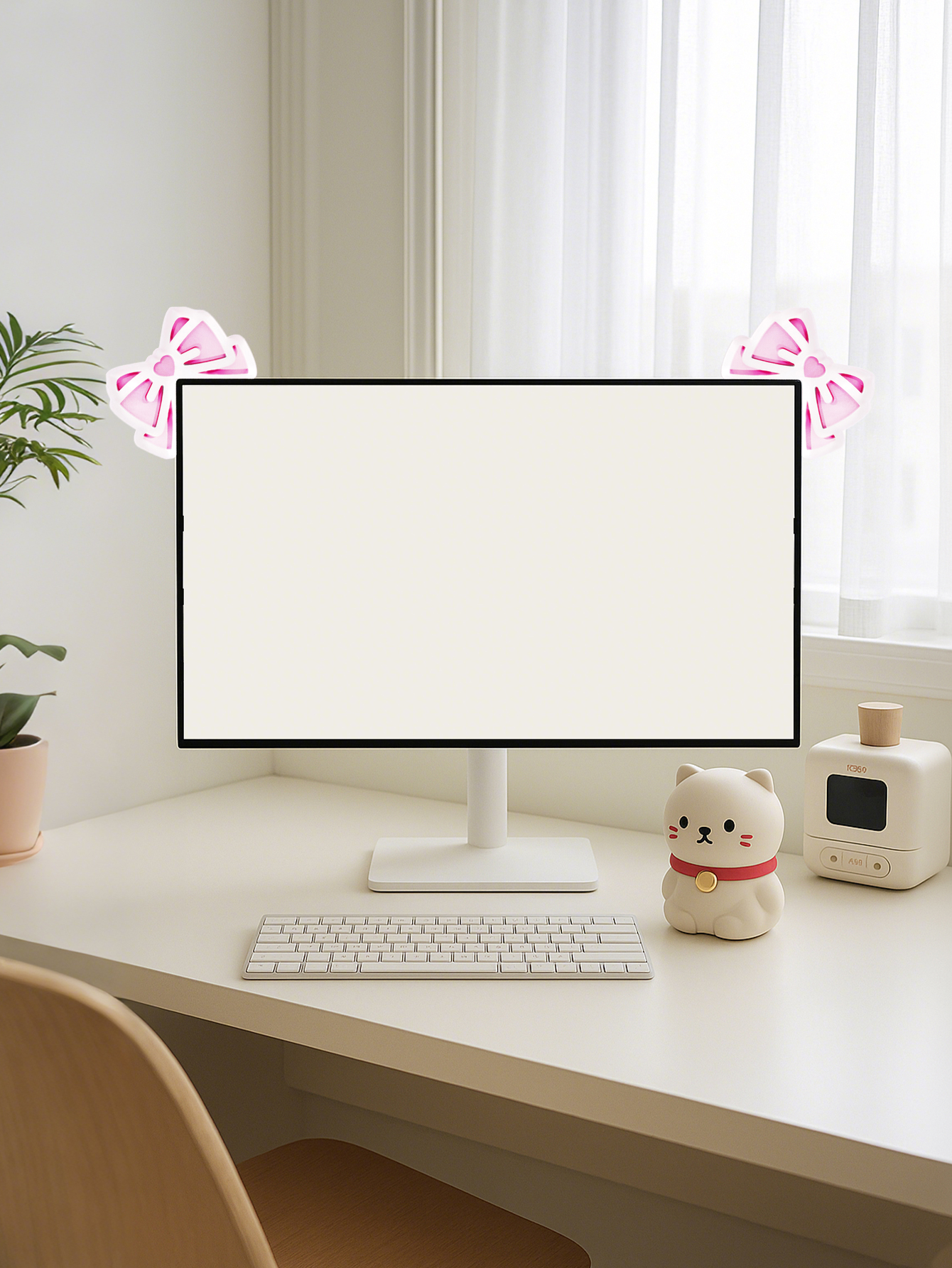 Kawaii Bow Monitor Decor Pink  – обзор и цена Pc Gaming Pink